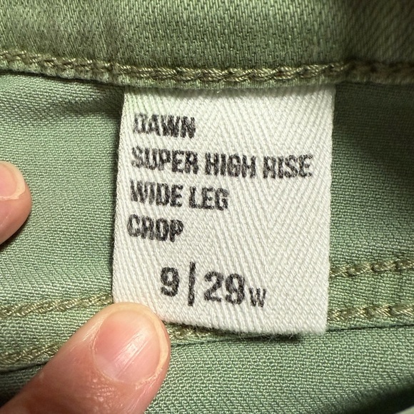 Eunina Women's Green Dawn Wide Leg Super High Rise Crop Jeans Size 29 - Picture 6 of 8